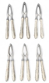 Set of (6) Repousse Sterling Silver Nut Crackers
