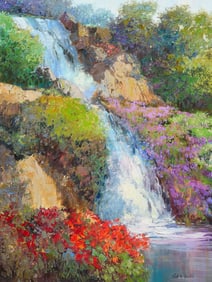 Kent Wallis, Waterfall and Flowers