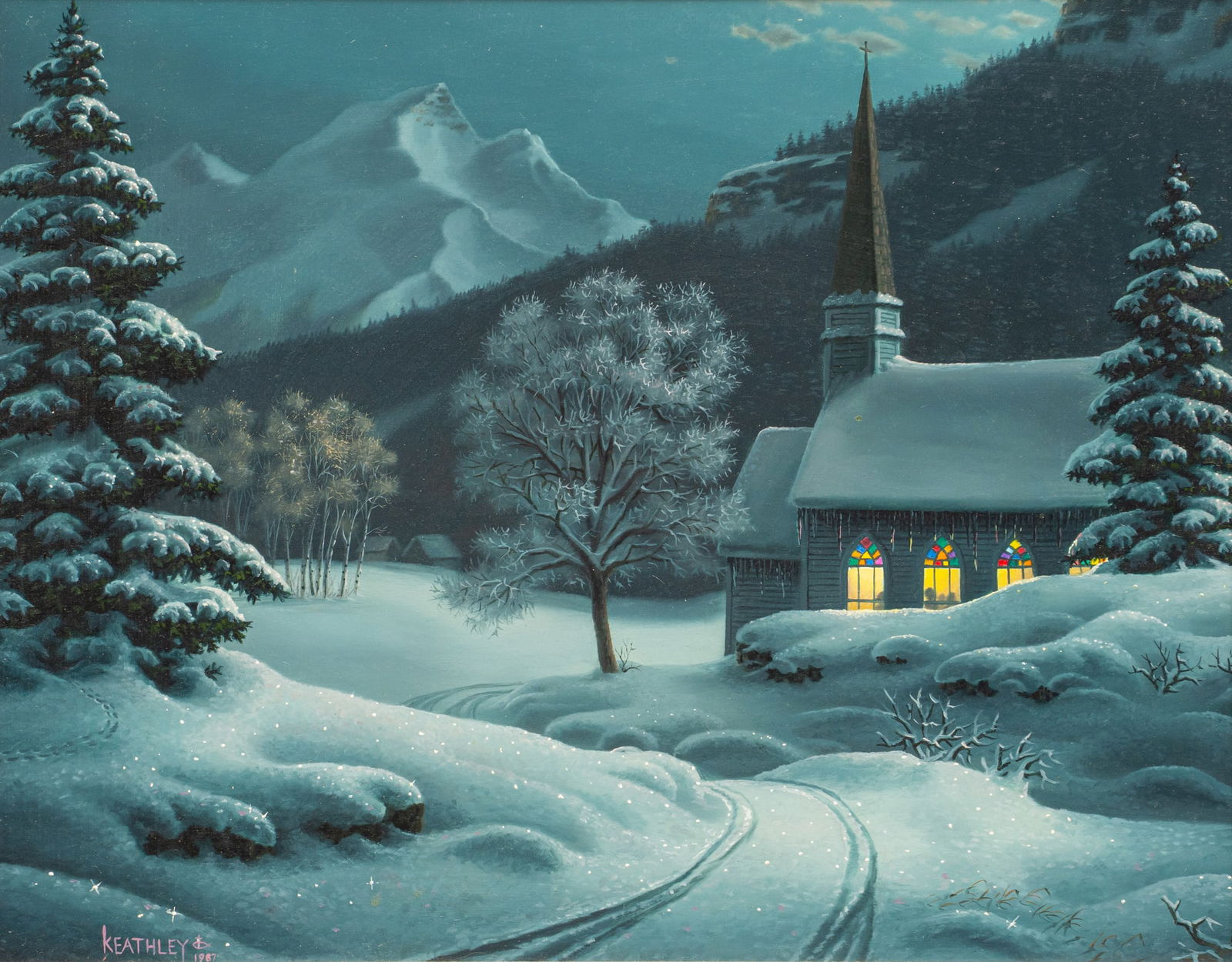 Mark Keathley, Winter Landscape with Church (1 of 5)