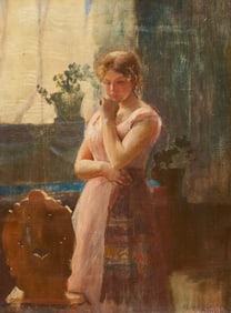 A. E. Albright, Pensive Woman in Interior
