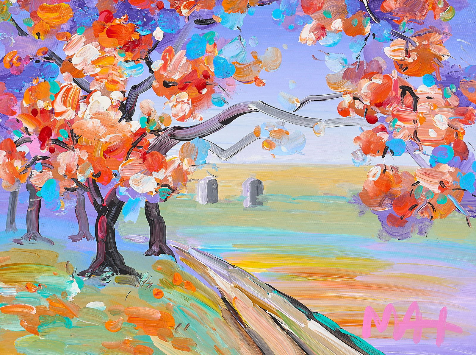 Peter Max, "Cherry Blossom I, Ver. III": Peter Max (New York / Germany, b. 1937), "Cherry Blossom I, Ver. III", oil on canvas, signed lower right, and on the verso: "Peter Max 2018" copyright stamp, serial numbe