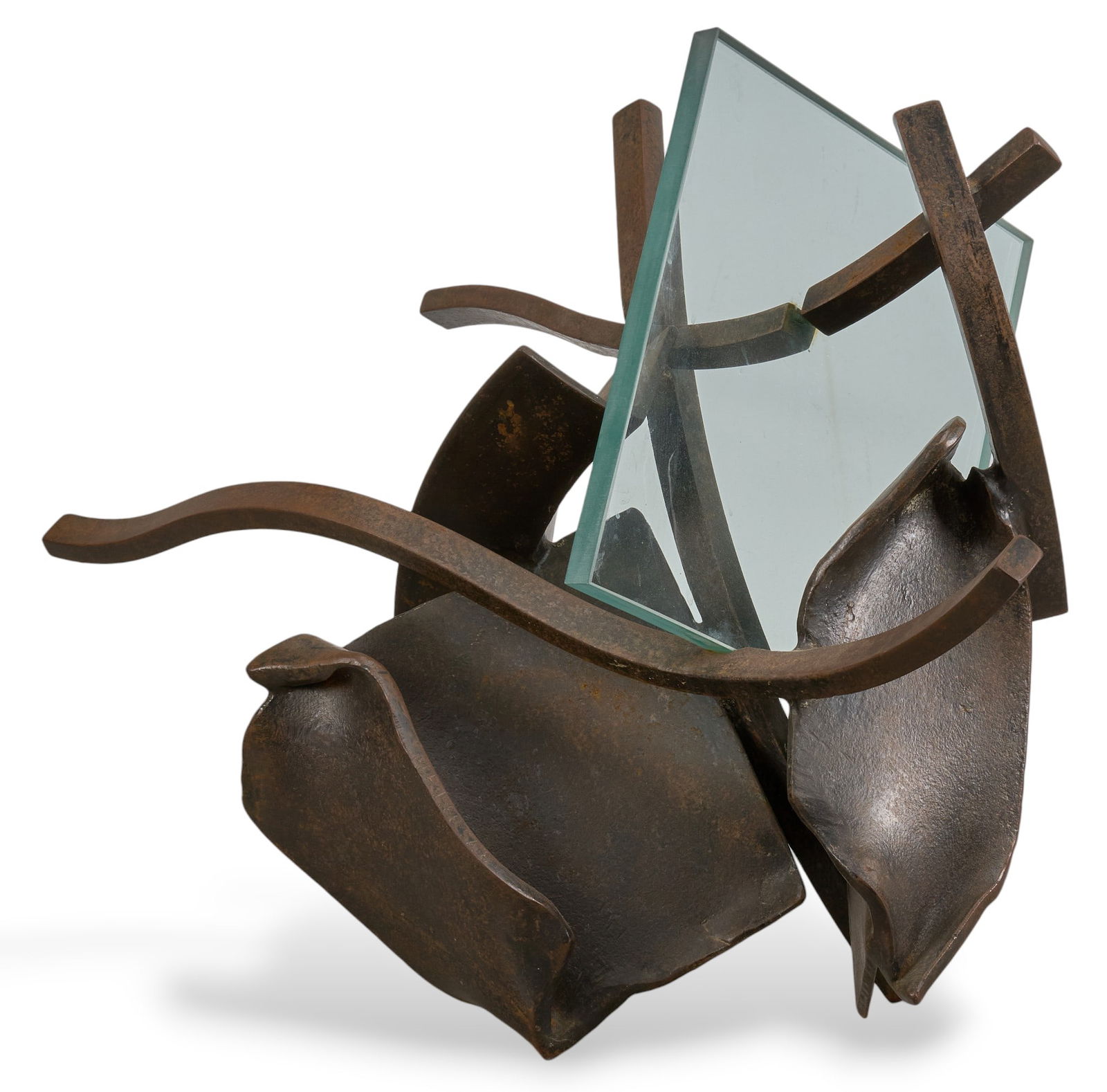 Bronze and Acrylic Sculpture: Abstract bronze and acrylic sculpture, freestanding, appears not marked height 22 in. x width 28 in. x depth 13 in. Provenance: Property from a home in San Antonio, Texas