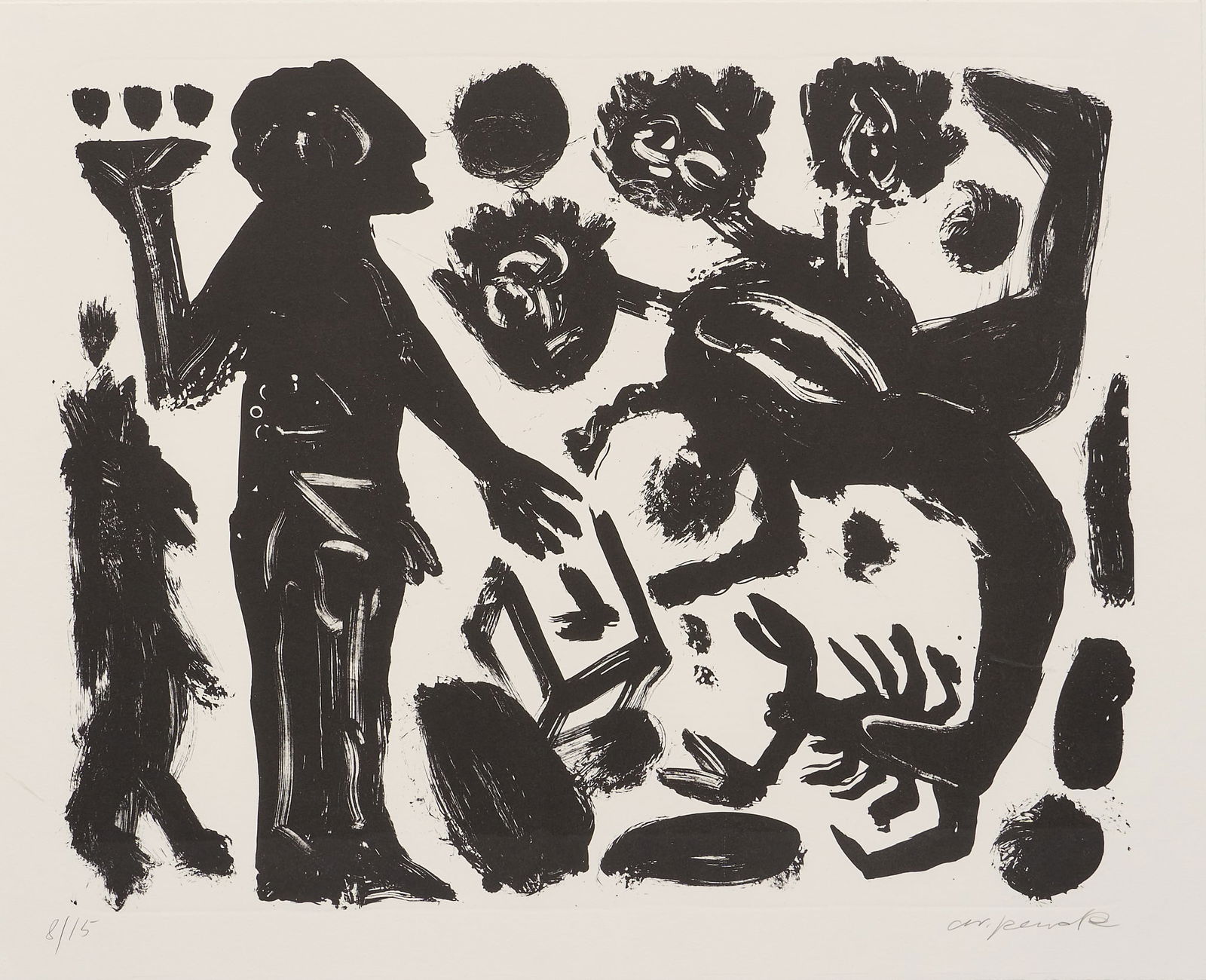 A. R. Penck, "Nach der Wende II": A. R. (Ralf Winkler) Penck (Germany, 1939-2017), "Nach der Wende II", signed and numbered studio lithograph, ed. 8/15, 1992,