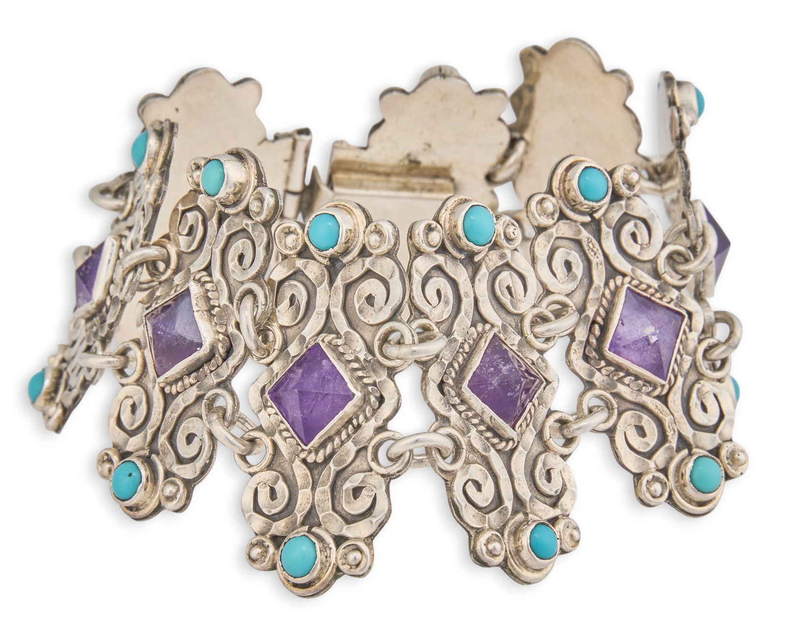 Mexican Sterling Amethyst Turquoise Bracelet (1 of 6)