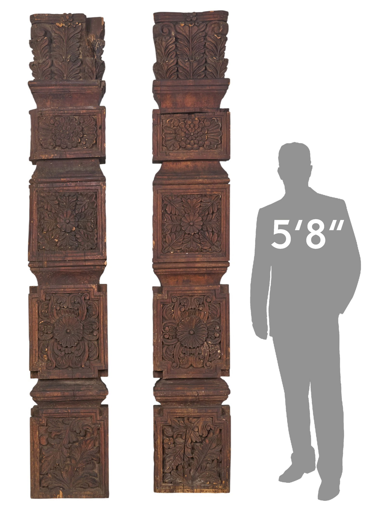 Pair of Carved Architectural Pillars (1 of 6)