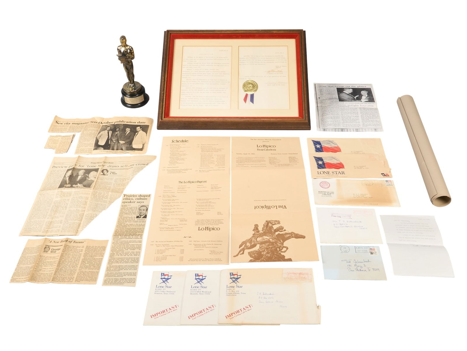 T. R. Fehrenbach | "Lone Star: A Television History of Texas" Poster and Ephemera: Collection of ephemera related to the PBS series "Lone Star: A Television History of Texas," based on T.R. Fehrenbach's book "Lone Star: A History of Texas and the Texans", inc