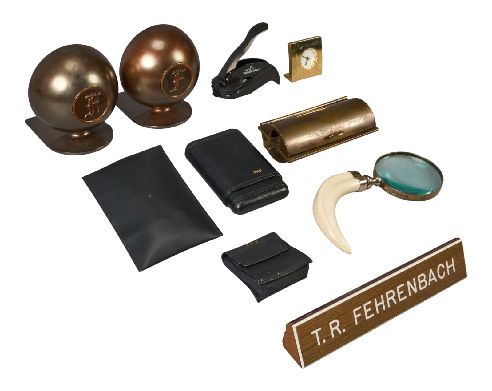 T. R. Fehrenbach | Desk Effects: Collection of desk effects belonging to T.R. Fehrenbach, includes T.R Fehrenbach's personalized bookplate that is evident in all works in his personal