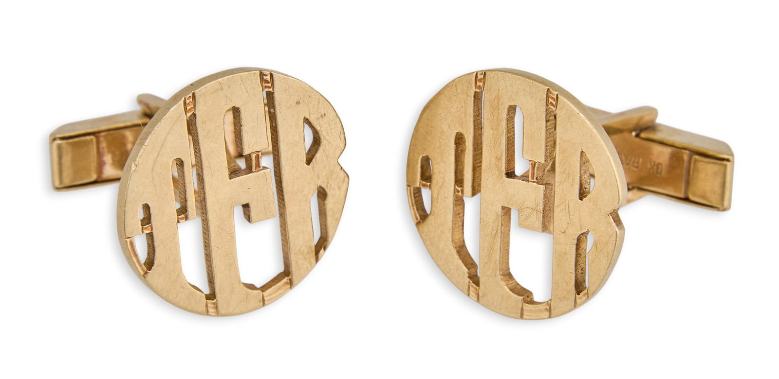 T.R. Fehrenbach | 10K Monogrammed Cufflinks: 10K yellow gold monogrammed cufflinks, with T.R. Fehrenbach's monogrammed initials, and marked "10K"Total weight: 9.4 gProvenance: The personal estate of noted Texas historian and