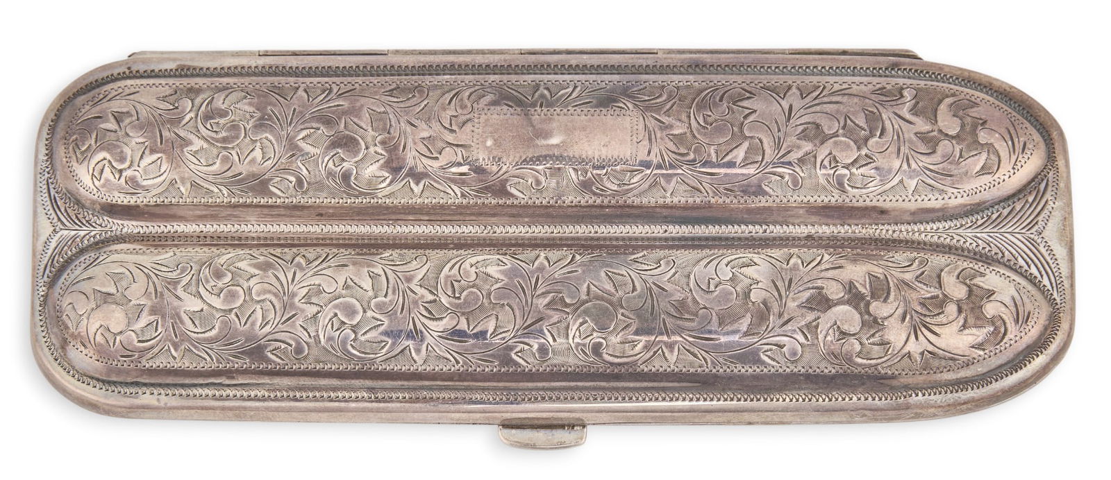T. R. Fehrenbach | 950 Silver Cigar Case: 950 silver cigar case with engraved foliate design, with space for two cigars, marked "Silver 950"Total weight: 3.035 oztProvenance: The personal estate of noted Texas historian and author