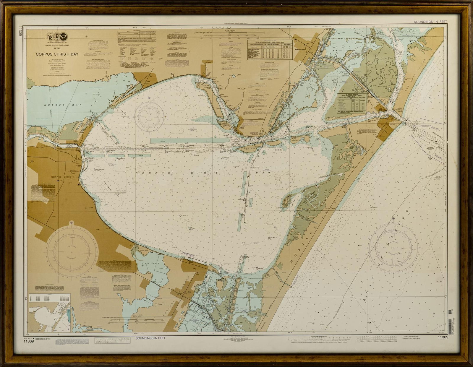 Corpus Christi Bay Nautical Chart: Bay of Corpus Christi nautical chart, 4th ed., dated "May / 10" marked by the National Oceanic and Atmospheric Administration (NOAA), United States Coast and Geodetic Surveyframe: 39 in. x