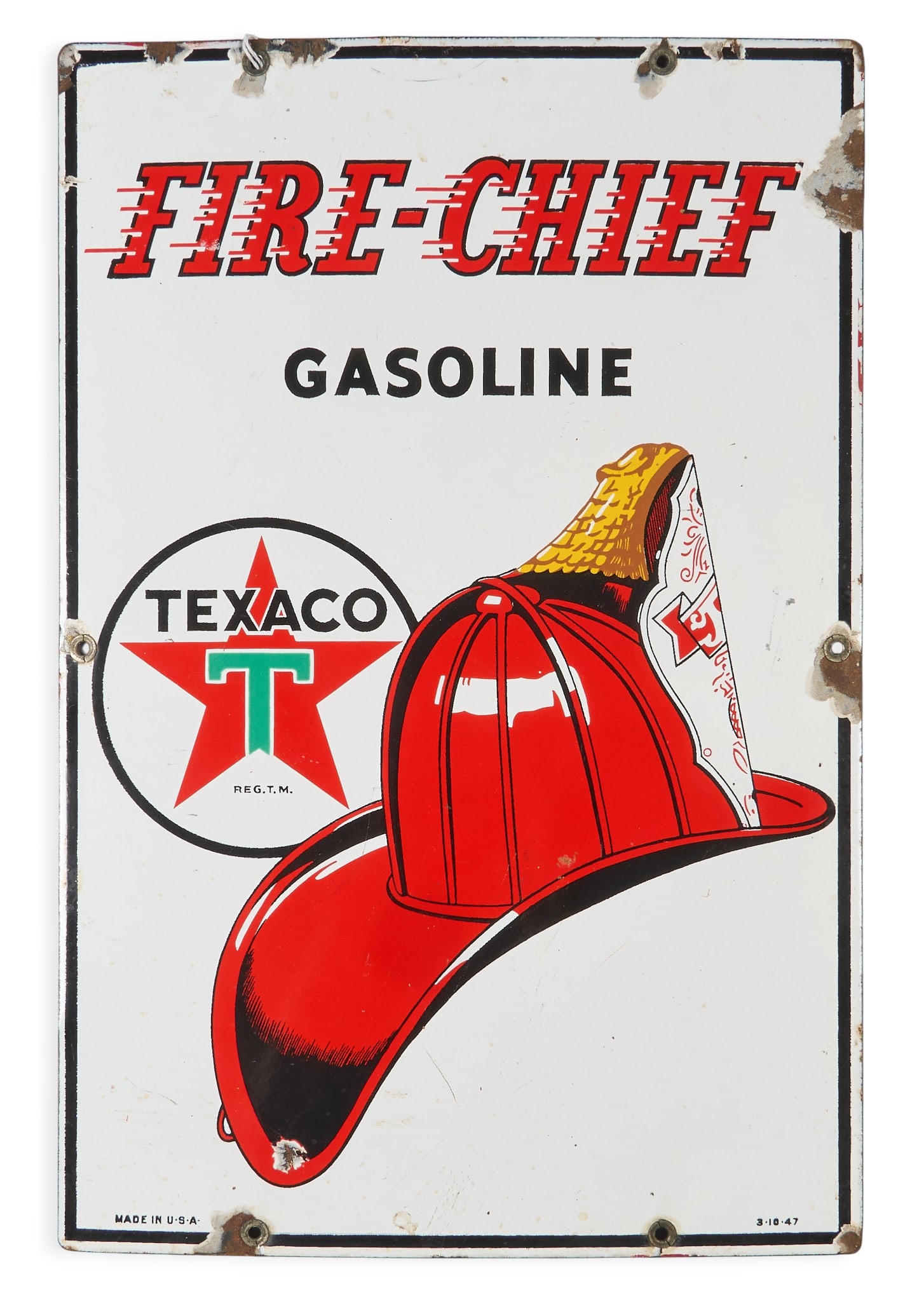 Texaco Fire-Chief Porcelain Sign, 1947 (1 of 5)