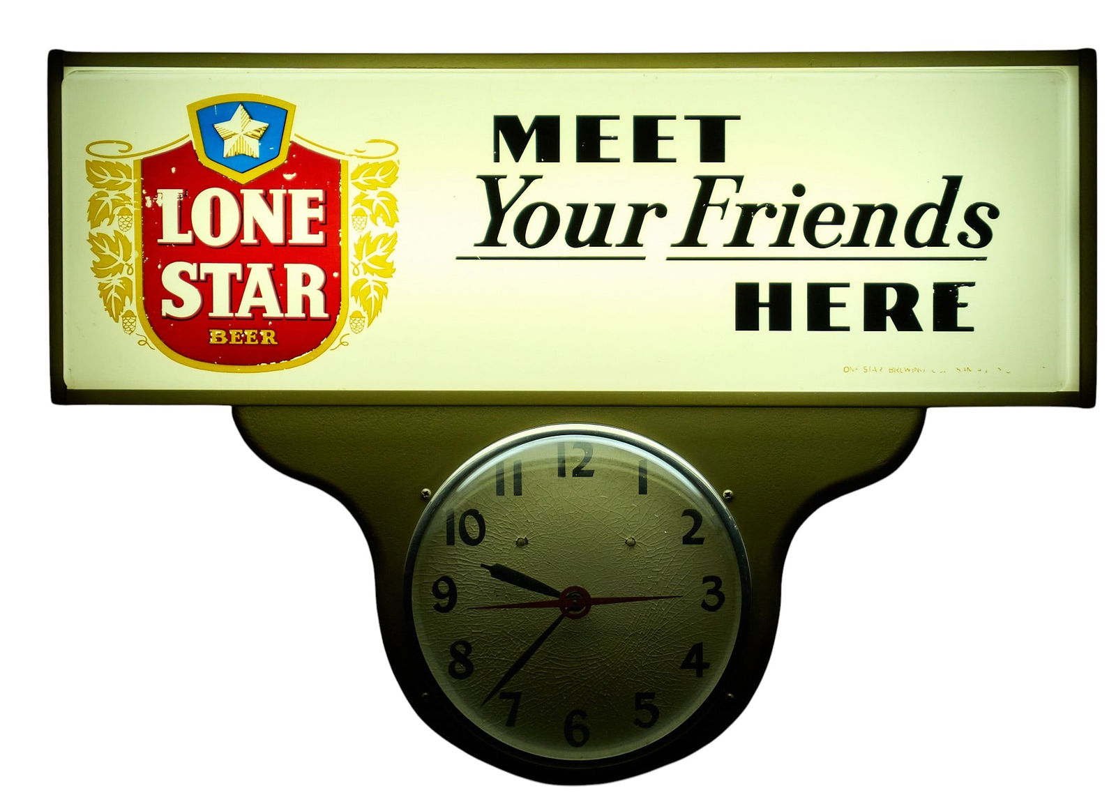Vintage Lone Star "Meet Your Friends Here" Clock (1 of 3)