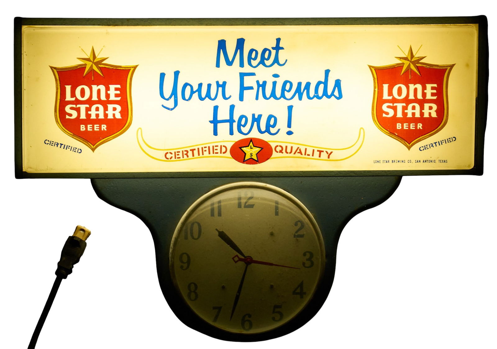 Vintage Lone Star "Meet Your Friends Here" Clock (1 of 3)