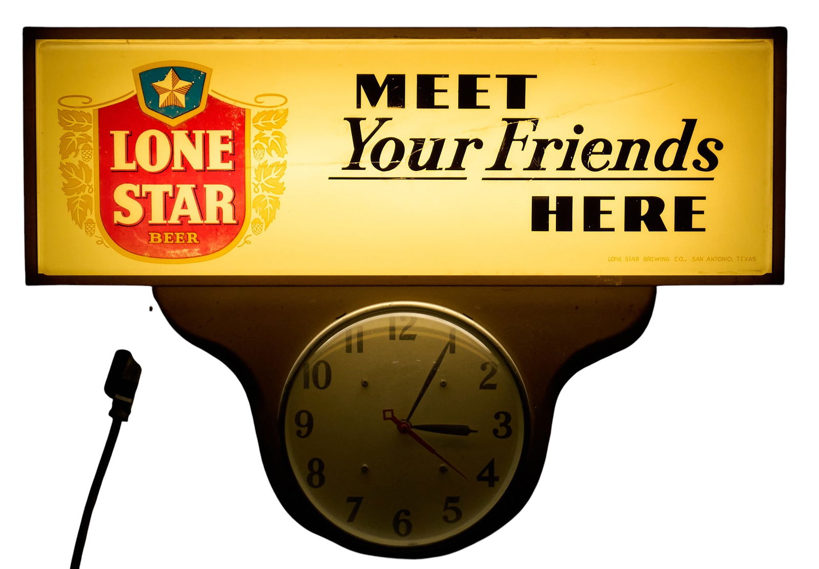 Vintage Lone Star "Meet Your Friends Here" Clock (1 of 3)