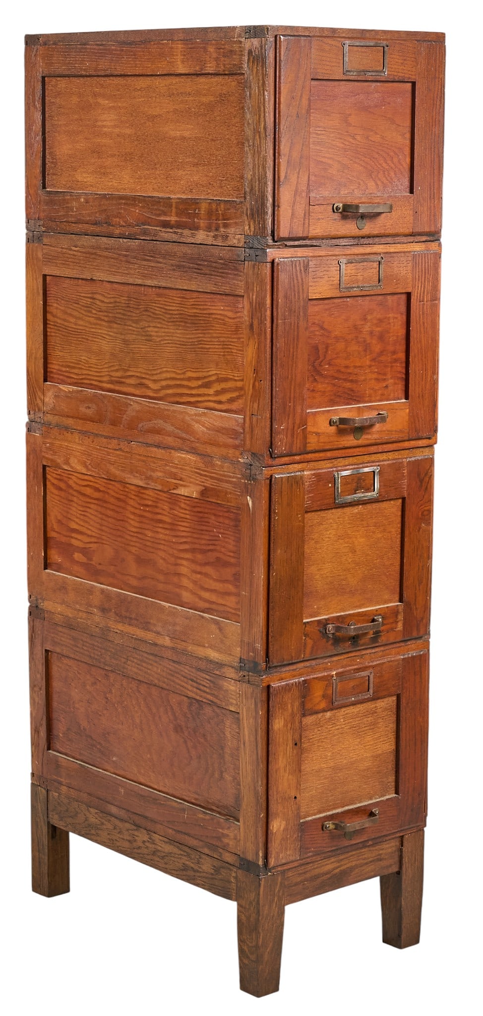 Vintage Rustic Filing Cabinet: Vintage rustic filing cabinet with four drawers height 59.5 in. x width 14.5 in. x depth 25 in. Provenance: Property from a home in San Antonio, Texas