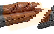 Furniture For You Leather Sofa: Furniture For You brown leather sofa with fringe detail height 39 in. x width 91 in. x depth 39 in. Provenance: Property from a home in San Antonio, Texas