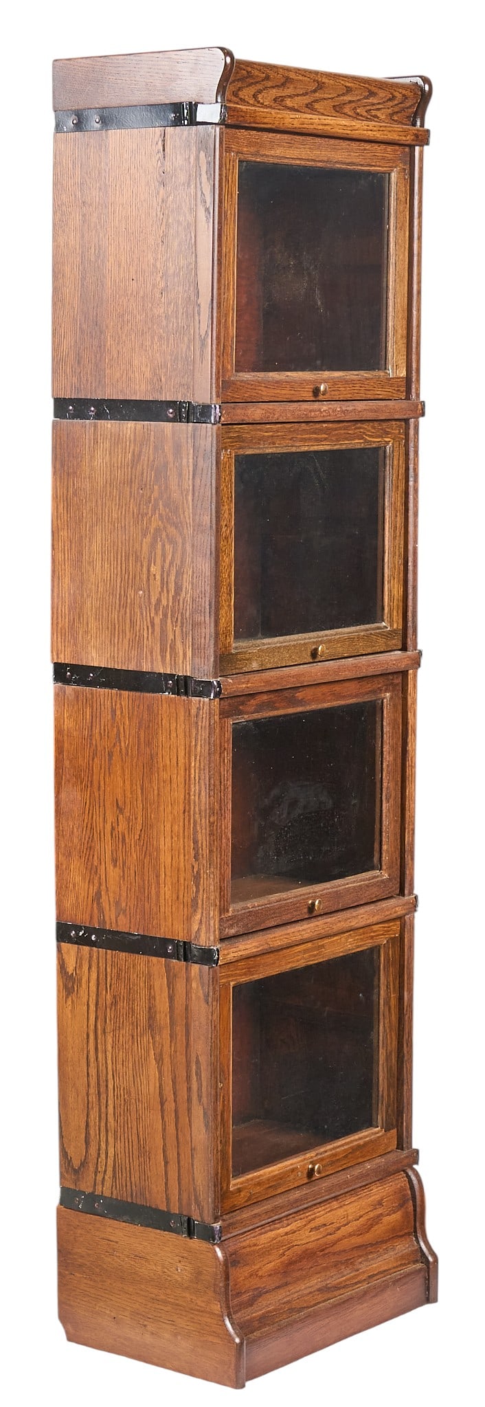 Vintage Stacking Bookcase: Narrow stacking bookcase with four tiers of storage height 62 in. x width 17 in. x depth 12 in. Provenance: Property from a home in San Antonio, Texas