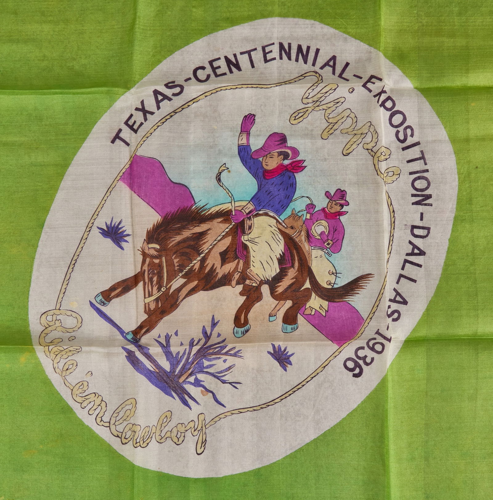 1936 Texas Centennial Scarf and Compact Set - 3