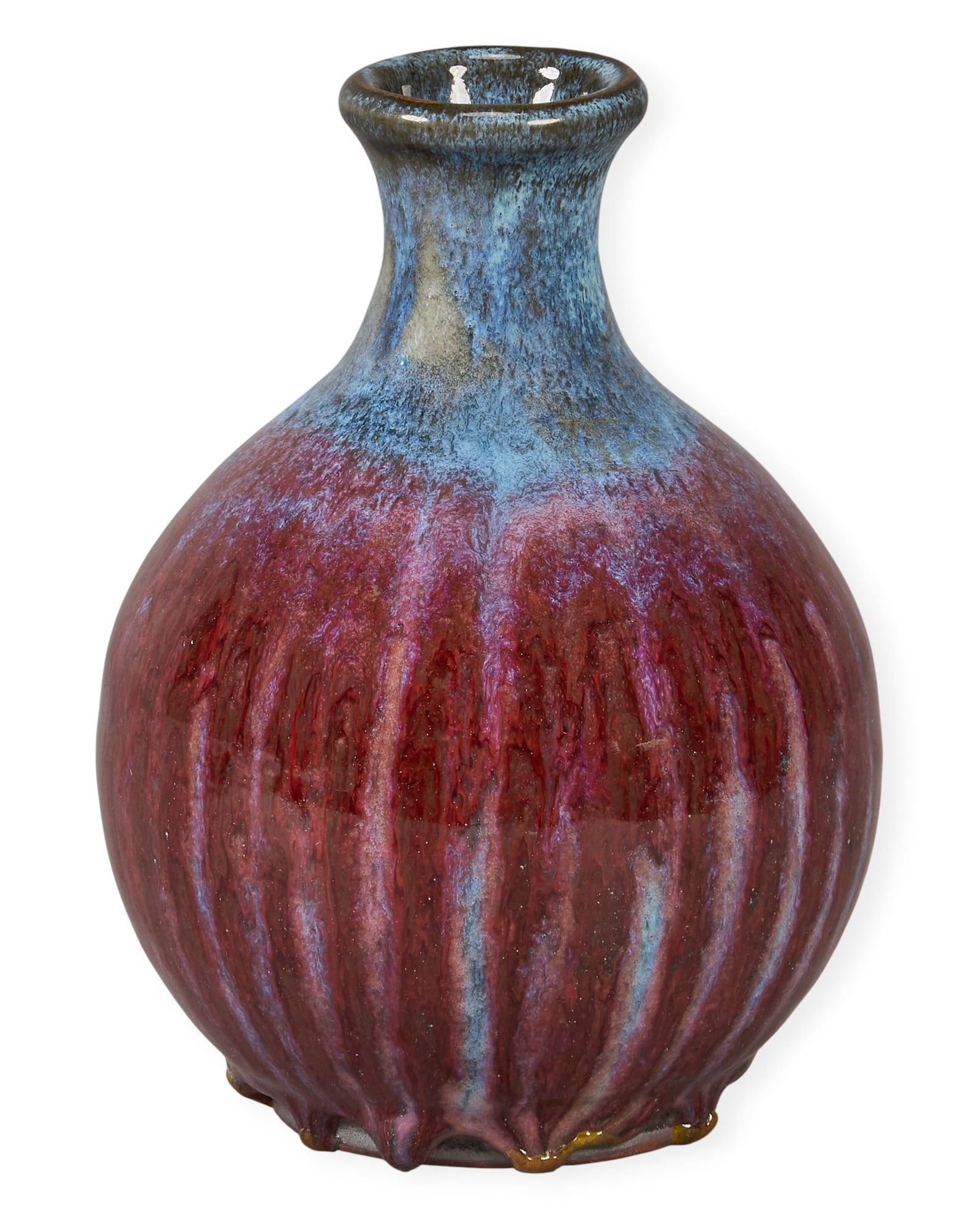 Harding Black, Blue & Red Vase, 1972: Harding Black (San Antonio, Texas, 1912-2004), blue and oxblood drip vessel, glazed ceramic, incised signature and date on the underside, 1972height 7 in. x 5 in. diameterProvenance: