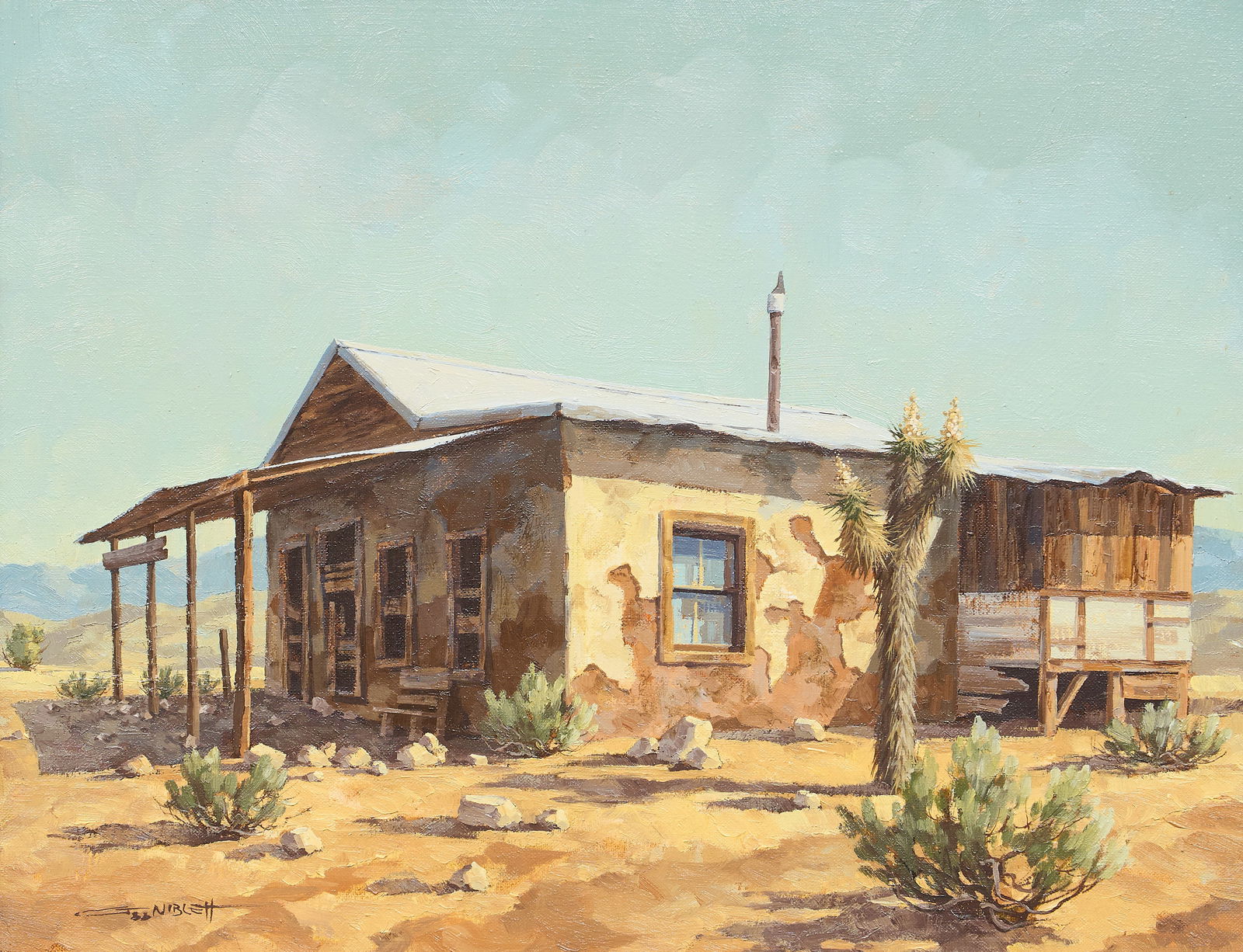 Gary Niblett, "Boarded Up": Gary Niblett (New Mexico / California, b. 1943), "Boarded Up", oil on canvas, signed lower leftsight: 14 x 18 in., frame: 22 x 26 in.Provenance: Property from a home in Altus,