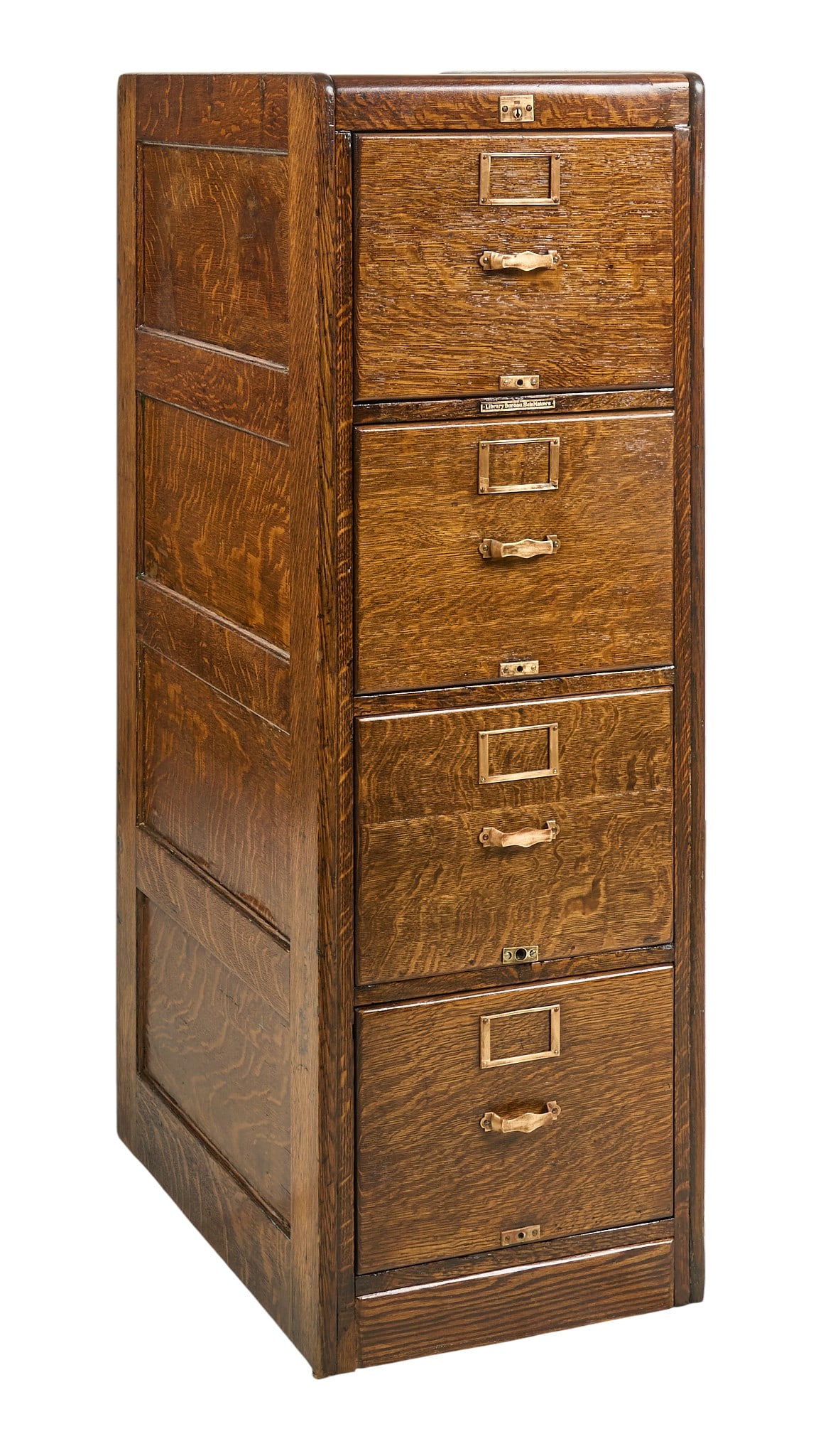 Vintage Filing Cabinet: Vintage rustic filing cabinet with three drawers height 52 in. x width 27 in. x depth 17.5 in. Provenance: Property from a home in San Antonio, Texas