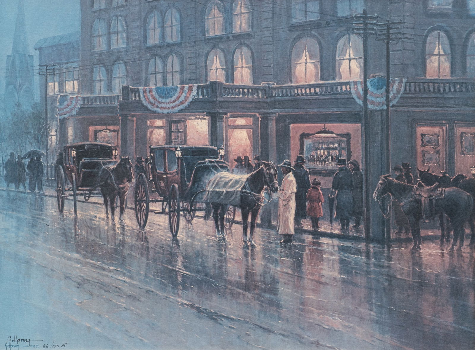 G. Harvey, "Grand Opening": G. Harvey (Gerald Harvey Jones, Texas, 1933-2017), "Grand Opening", limited edition lithograph, artist's proof, signed and numbered, ed. AP86/150frame: 32.5 x 38.5 in.Provenance:
