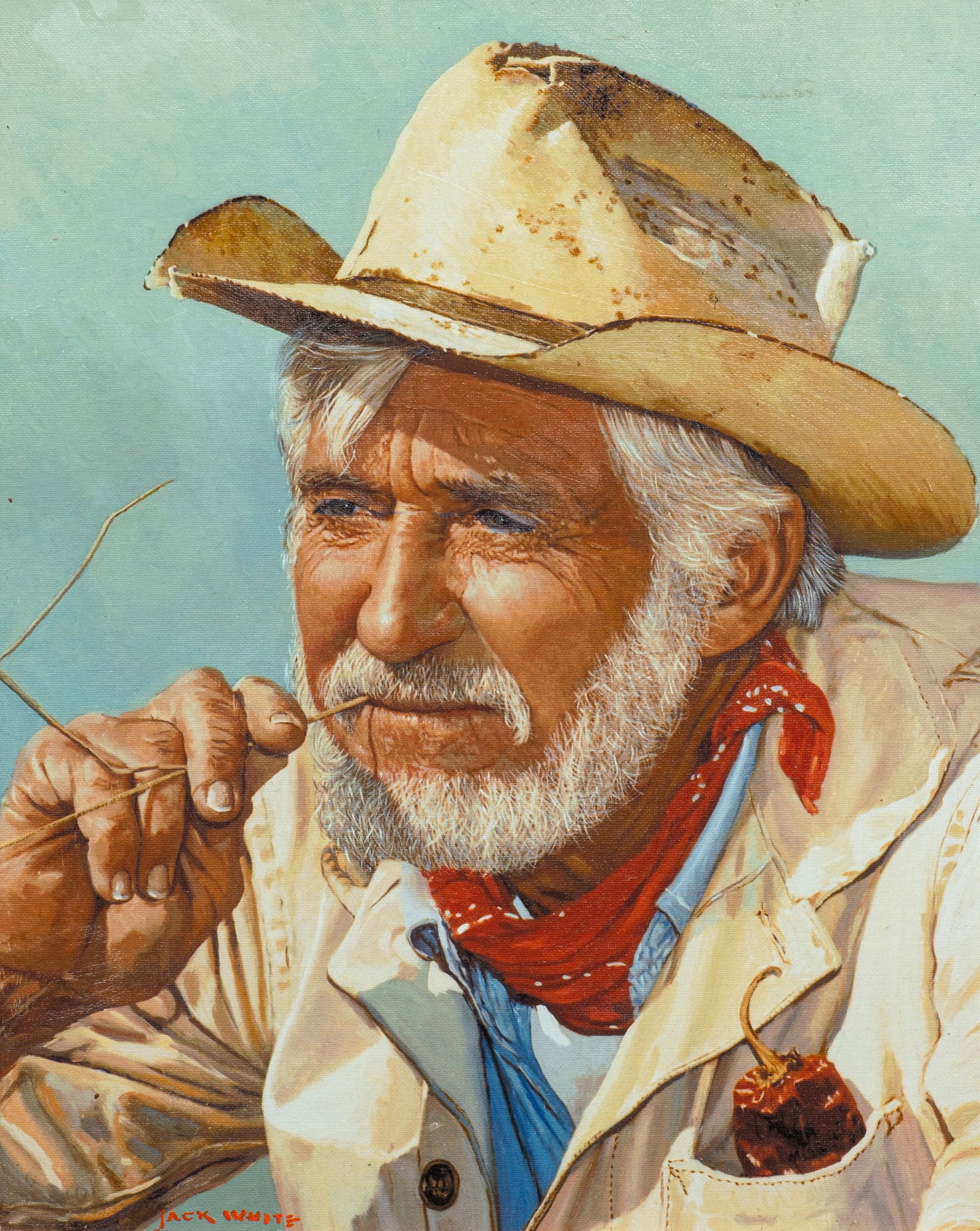 Jack White, "Hondo": Jack White (Texas, 1933-2016), "Hondo", portrait of Hondo Crouch, self proclaimed mayor and "Clown Prince" of Luckenbach, Texas, "where everybody is