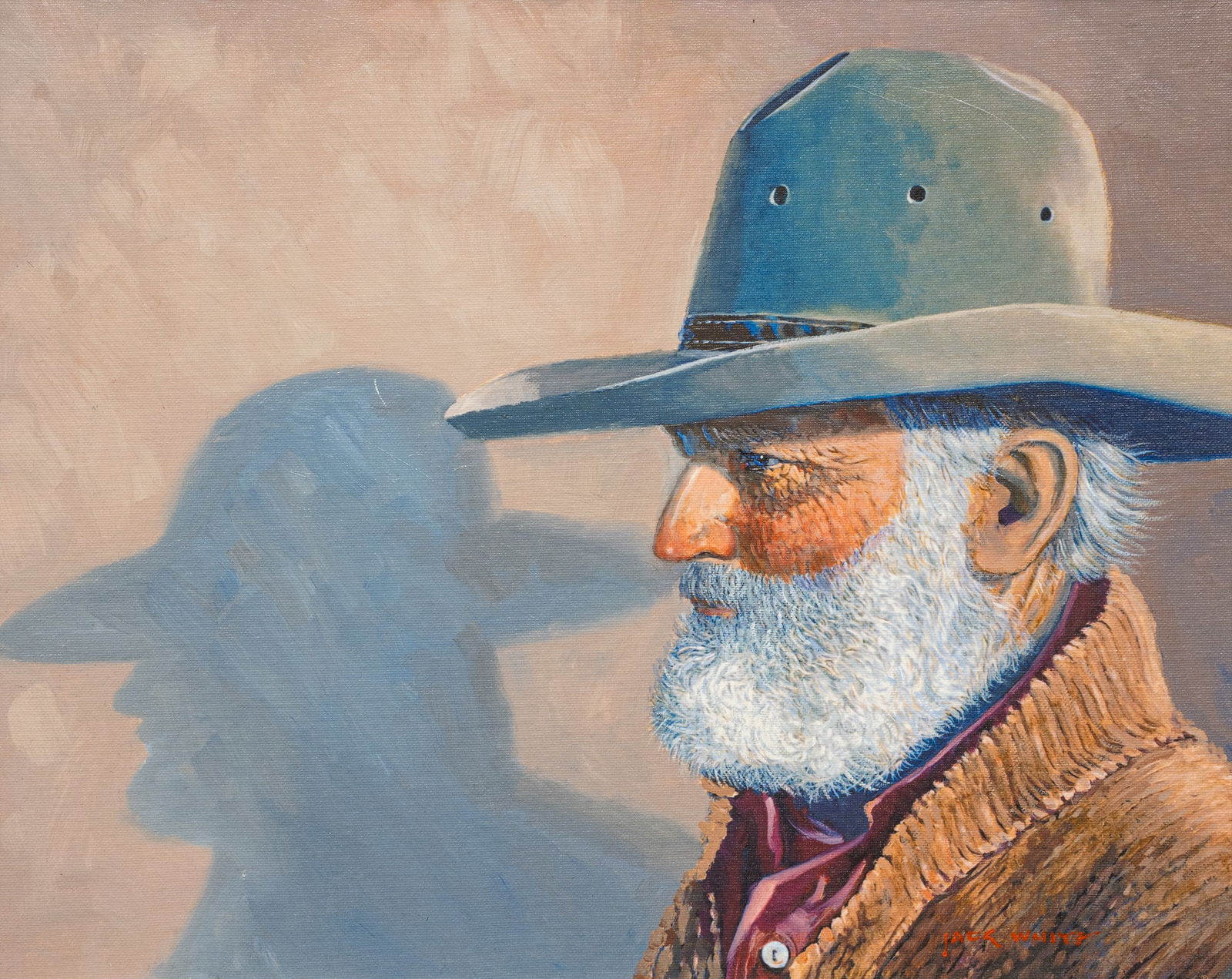 Jack White, "The Border Boss": Jack White (Texas, 1933-2016), "The Border Boss", artist enhanced giclee print on canvas, portrait of Texas Ranger, Captain John R. Hughes, who was a recipient of the Medal of Honor