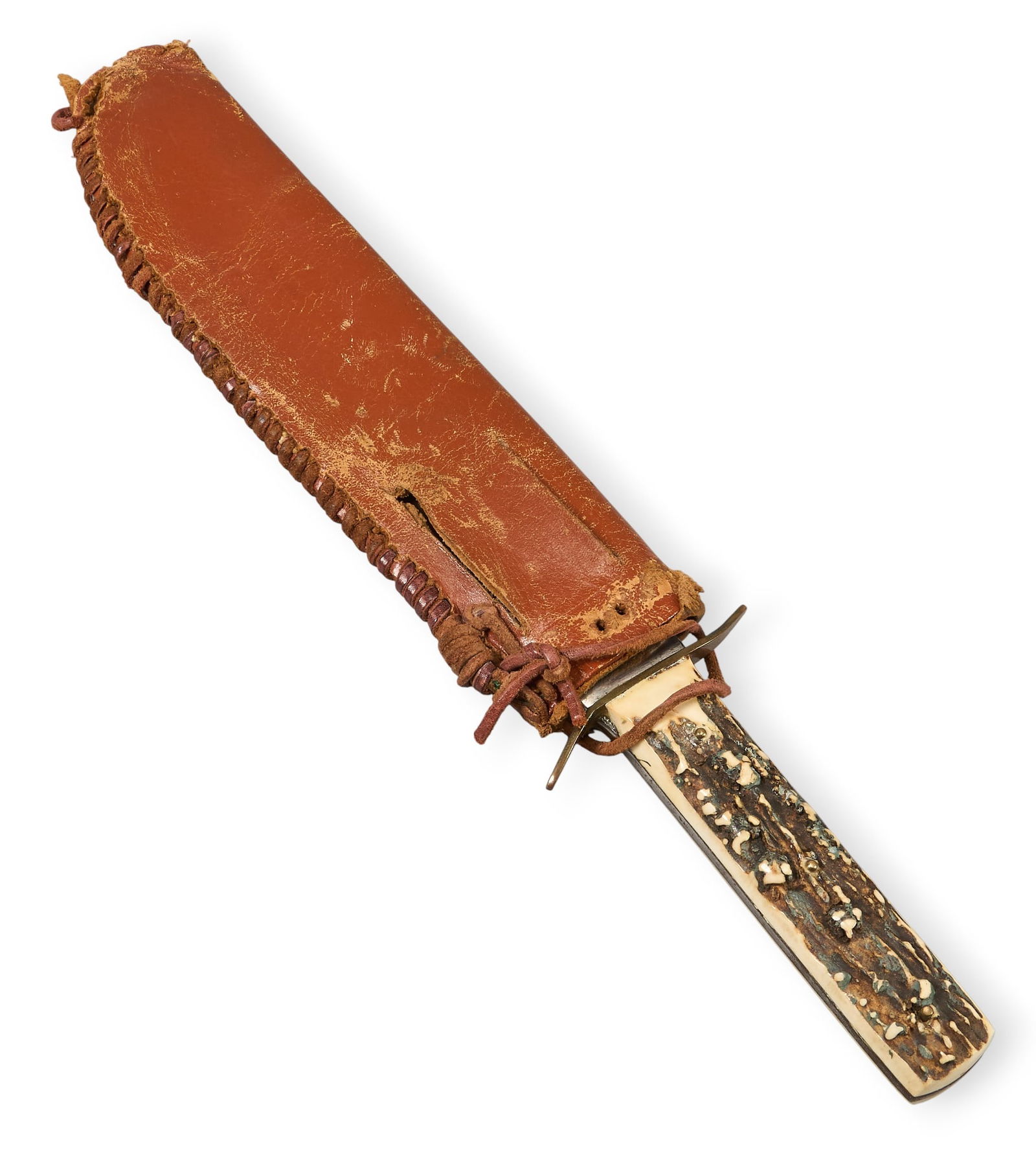 Vintage Edge Brand-Solingen #447 Bowie Knife W/ Sheath: Manufacturer: Edge Brand-Solingen, Germany Model: Bowie #447 Blade Length: 10 in. OAL: 15.375 in. Condition: Good-Fair; blade has been heavily polished; etching barely visible; light oxidation; brass