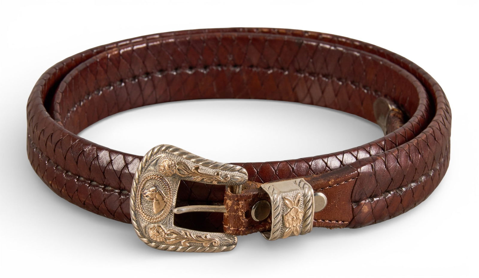 Devlin Leather Belt with 14K & Sterling Buckle (1 of 8)