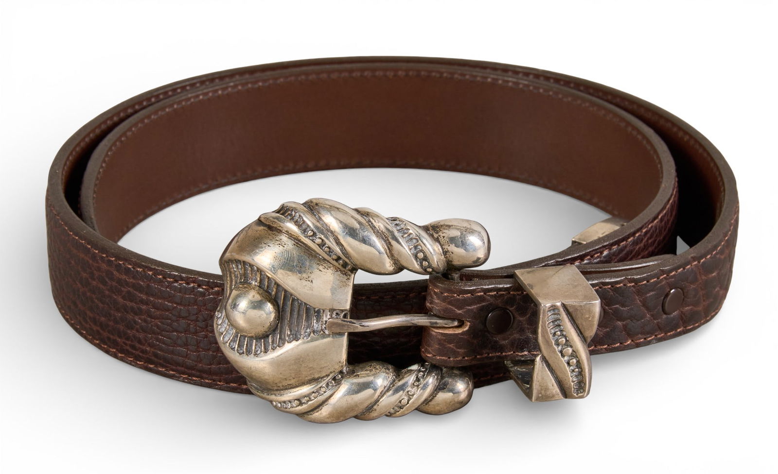 Bison Leather Belt with Sterling Buckle (1 of 8)