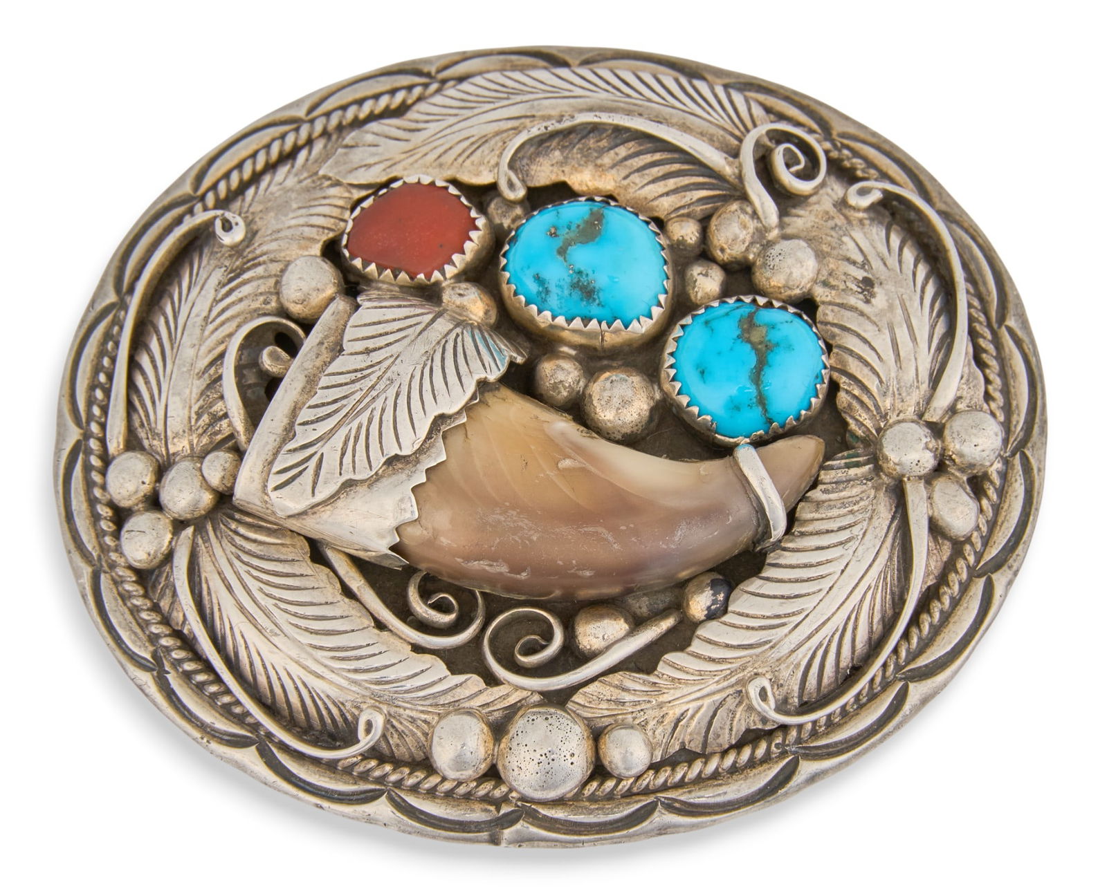 Navajo Turquoise, Coral, and Claw Belt (1 of 3)