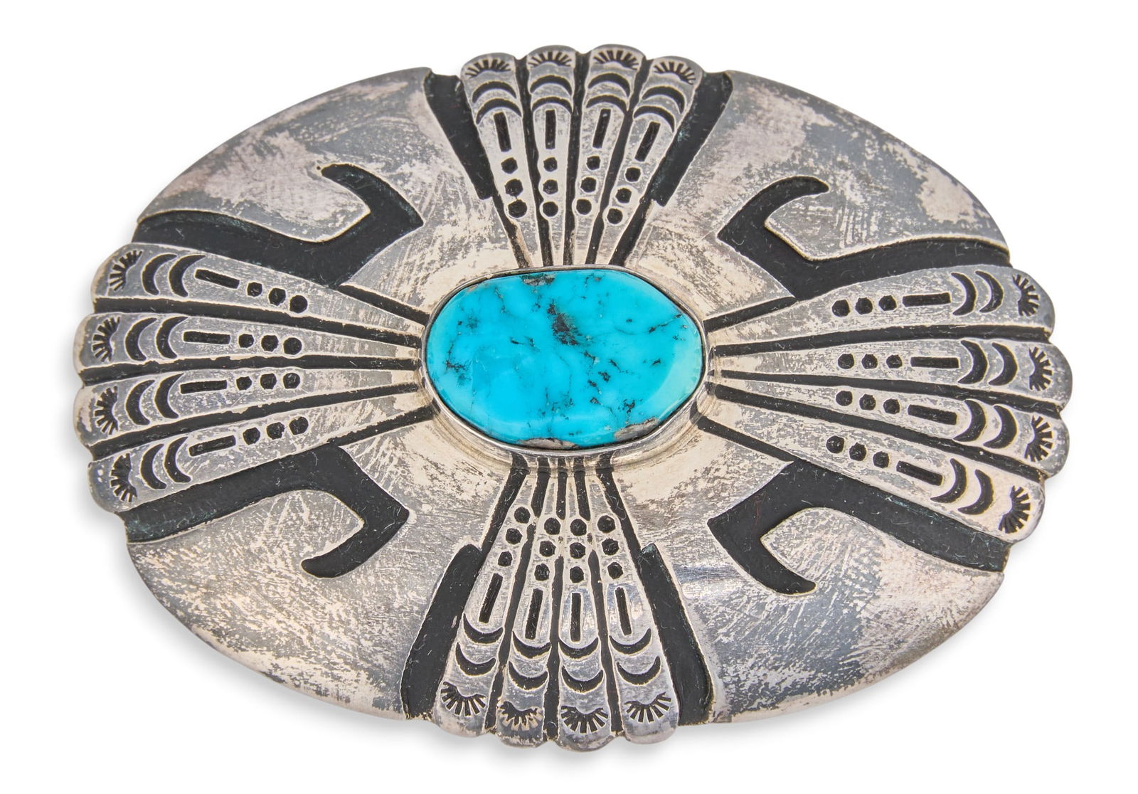 Thomas Singer, Navajo Sterling & Turquoise Buckle (1 of 3)