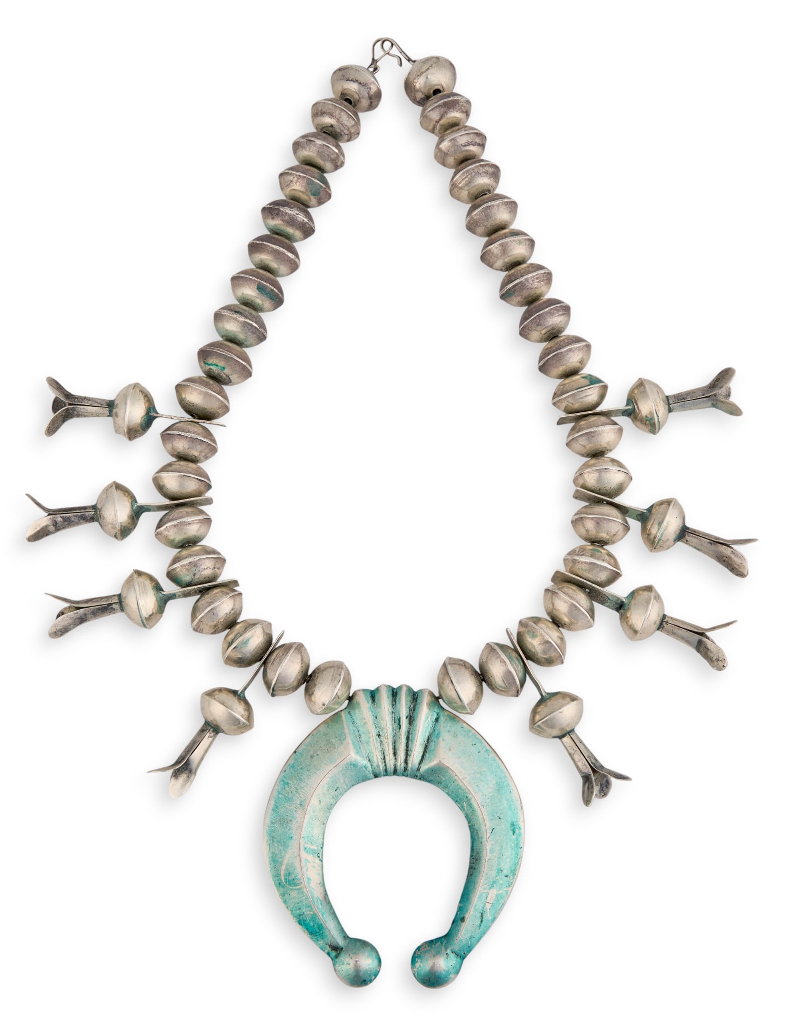 Blued Sterling Squash Blossom Necklace (1 of 5)