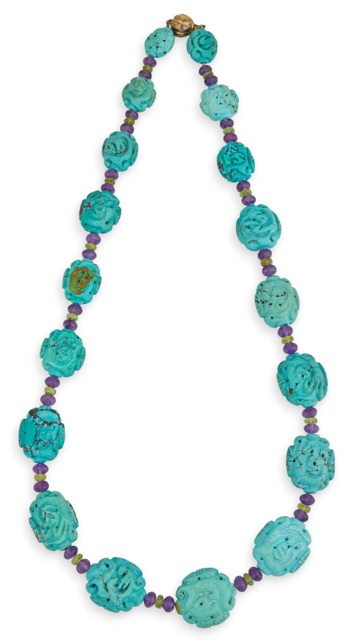 Carved Turquoise Beaded Necklace (1 of 4)