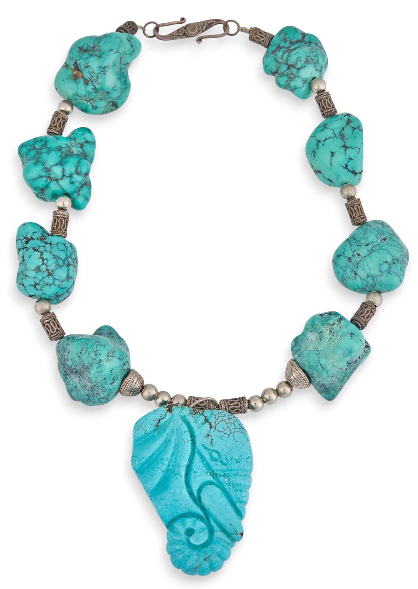 Sterling & Carved Turquoise Necklace (1 of 5)