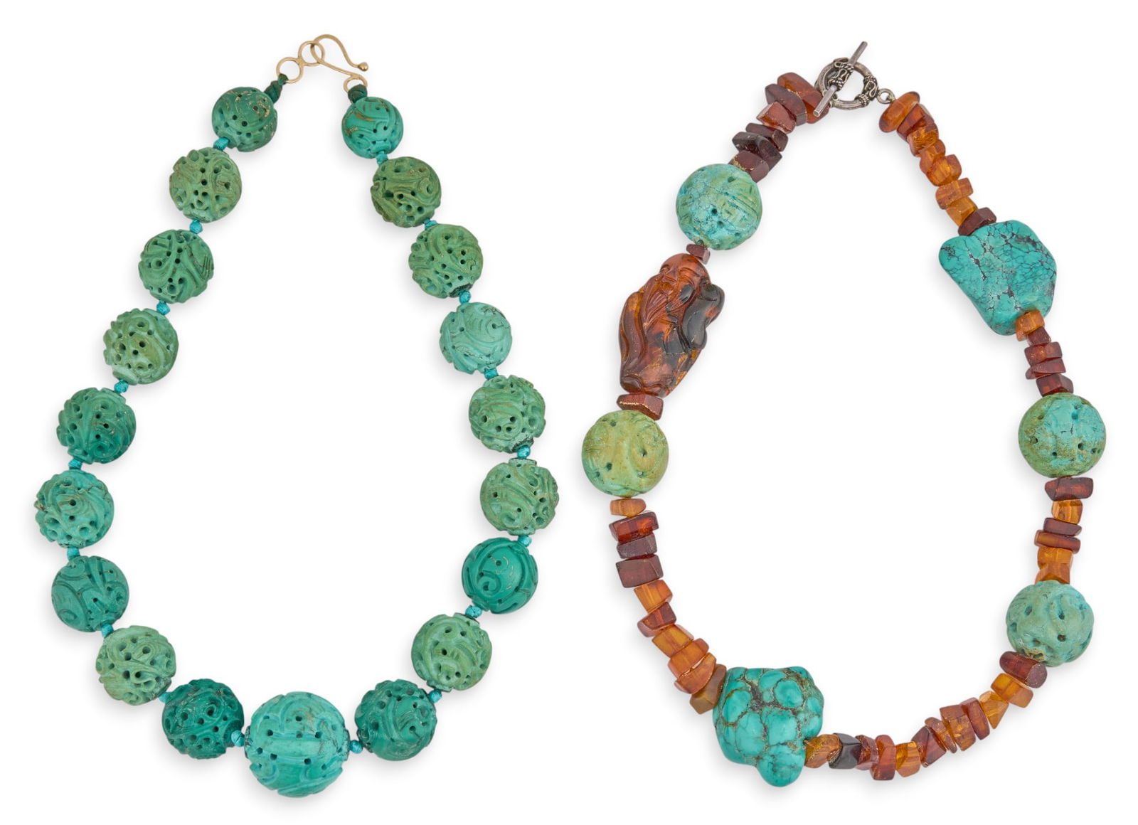 Pair of Carved Turquoise Necklaces (1 of 4)