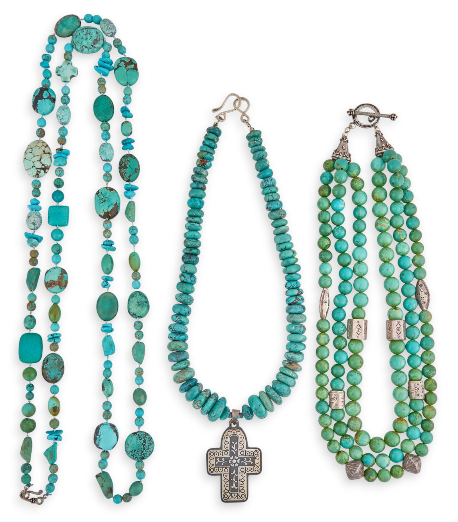 (3) Beaded Turquoise Necklaces (1 of 6)