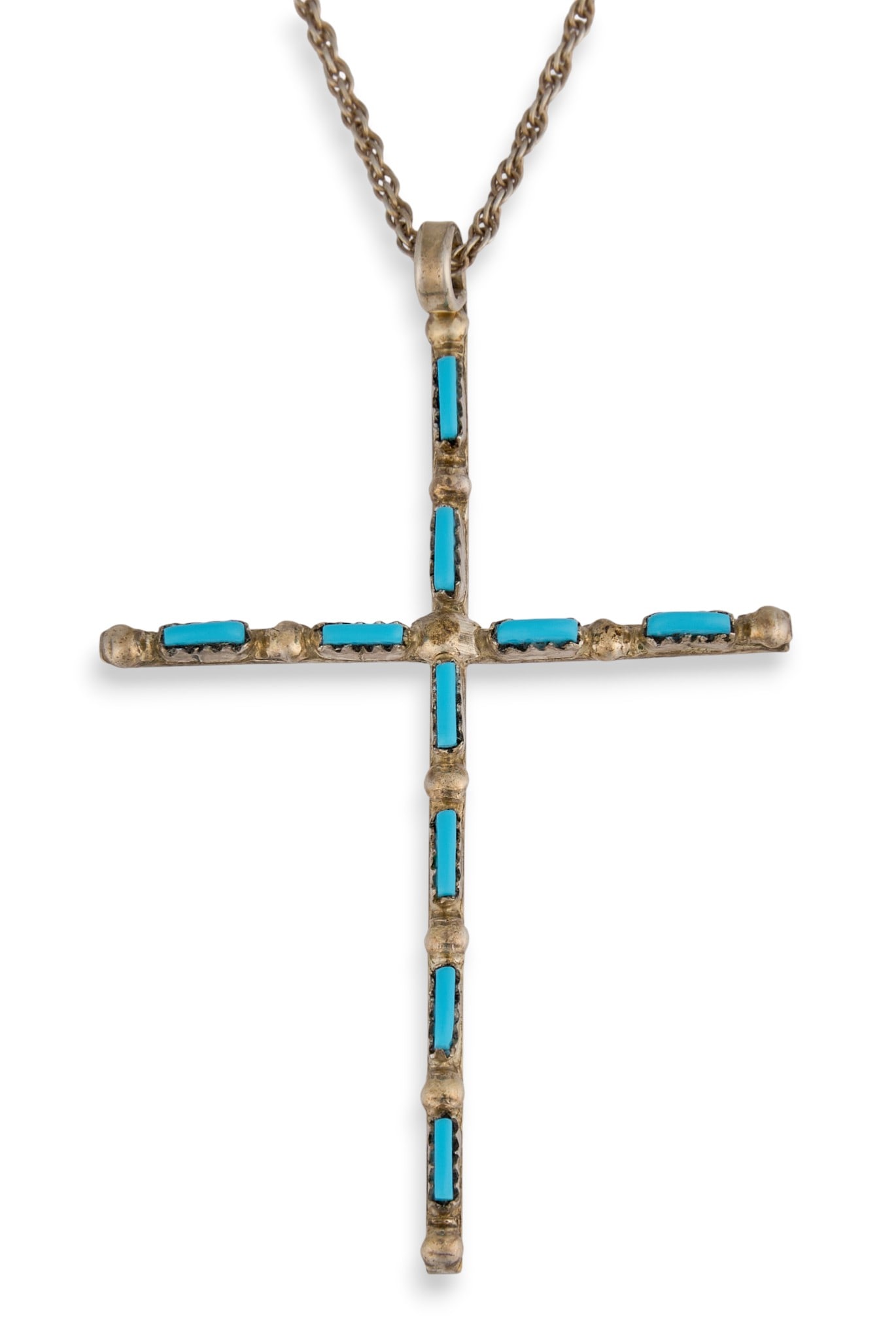 Sterling & Turquoise Cross Pendant Necklace (1 of 4)