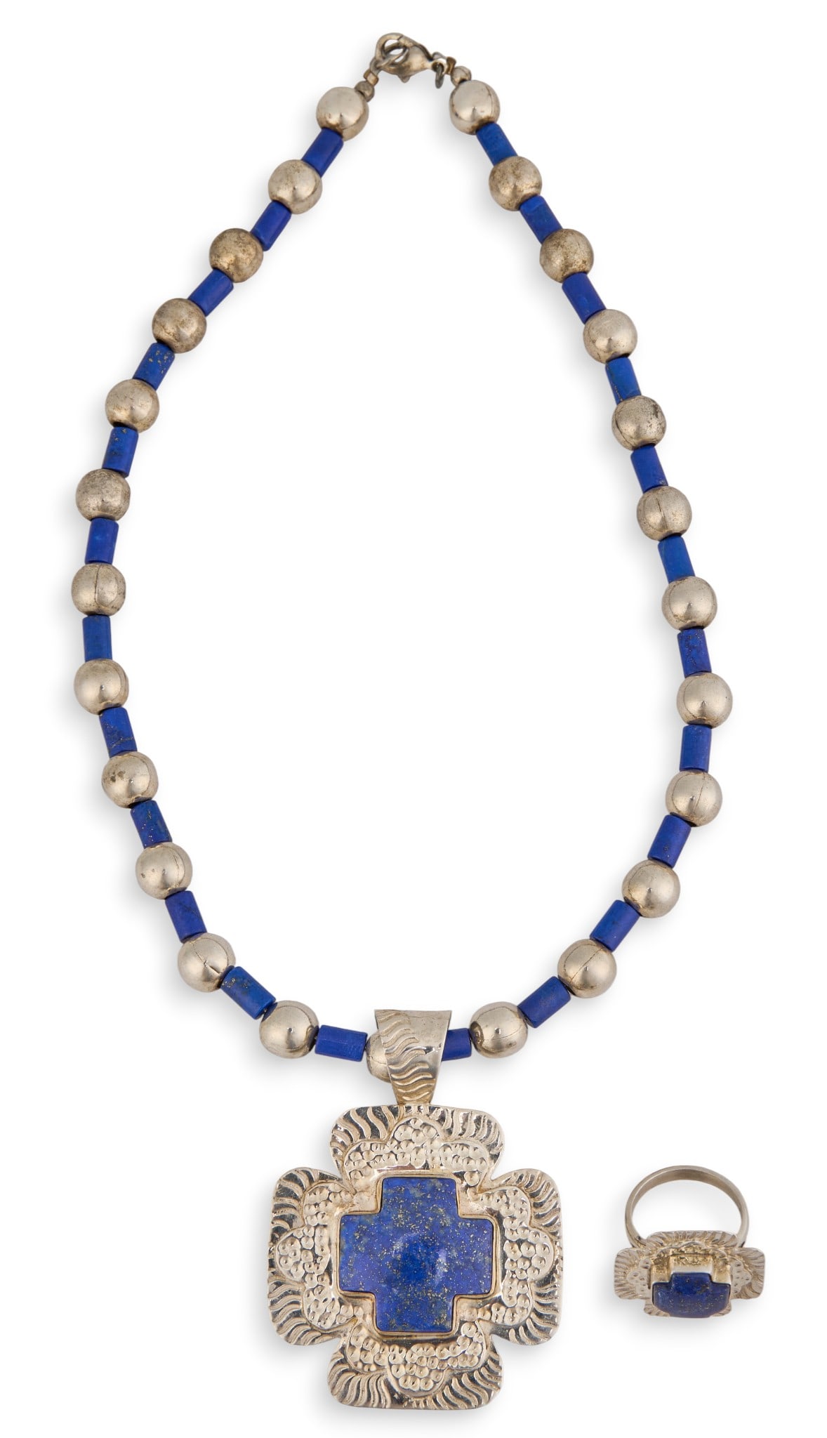 Sterling & Lapis Necklace with Ring (1 of 8)