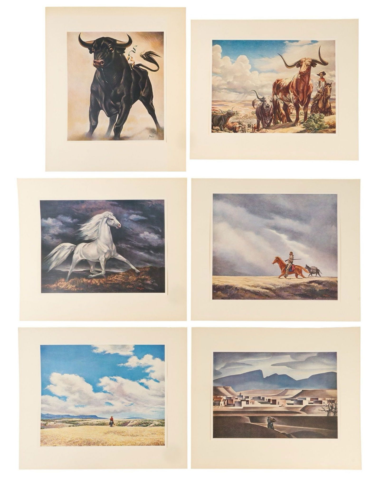 Tom Lea: A Portfolio of Six Paintings, 1953: Tom Lea (Texas, 1907-2001), "A Portfolio of Six Paintings", with an introduction by J. Frank Dobie, published in 1953 by University of Texas Press at Austin, introductory booklet, (6) color