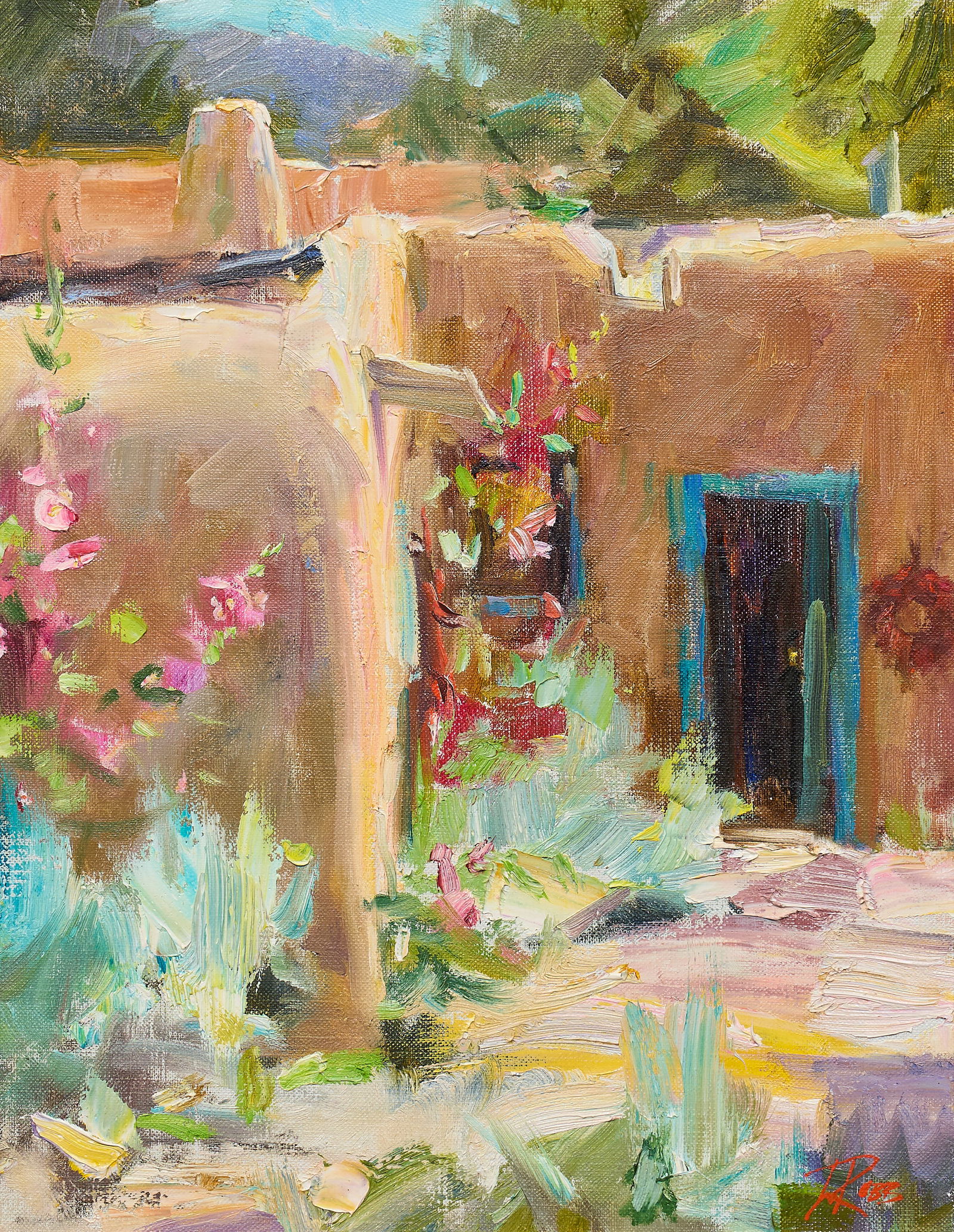 Laura Robb, "Ranchos Alley": Laura Robb (New Mexico / Oklahoma, b. 1955), "Ranchos Alley", oil on canvas, signed lower right, signed and titled on the lower stretcher bar, with Shriver Gallery label on