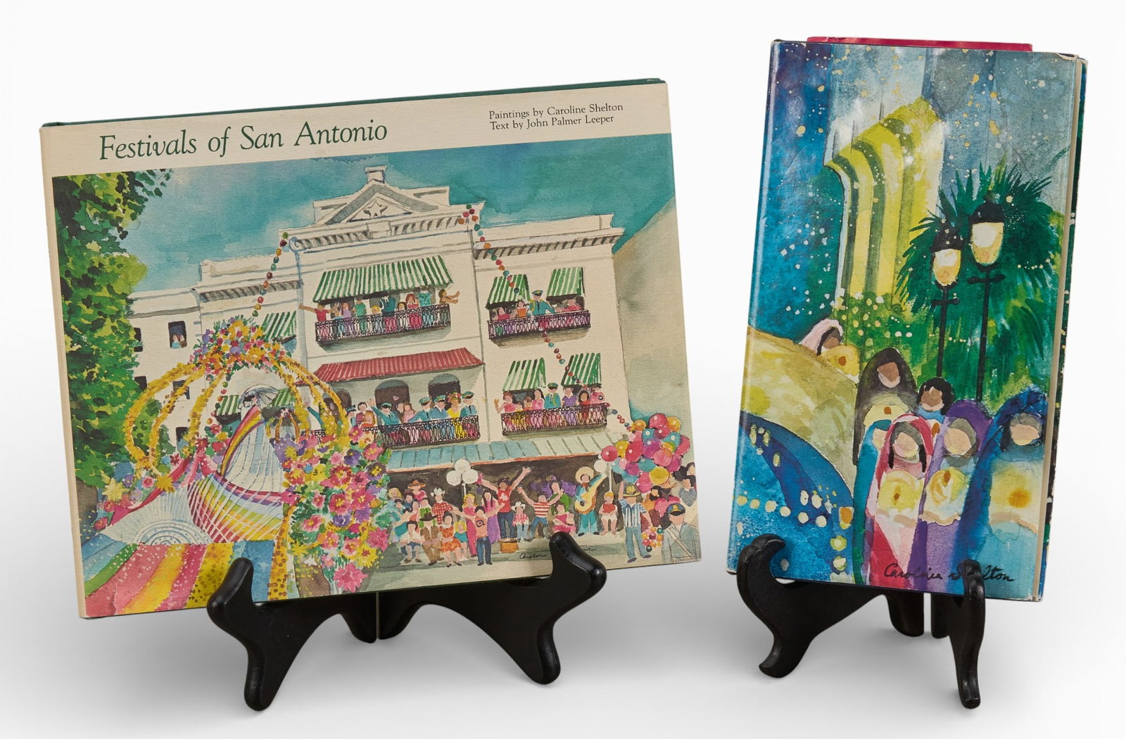 Caroline Shelton, (2) San Antonio Books: Two books illustrated by Caroline Shelton, to include "Festivals of San Antonio" (not signed), Trinity University Press, pub. 1983; and "Wayward River", an accordion-style