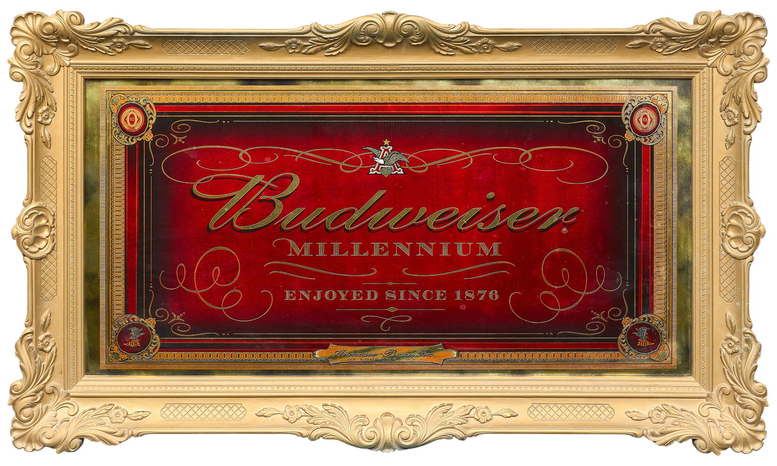 Budweiser Millenium Glass Sign (1 of 3)