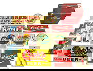 Collection of Vintage Misc. Beverage Signage and Cooler: Collection of vintage beverage items, with various painted metal signs for brands including Kayo, Peal Brewery, Royal Crown Cola, Cook's Cola and Coca-Cola, and one metal Coca-Cola cooler with