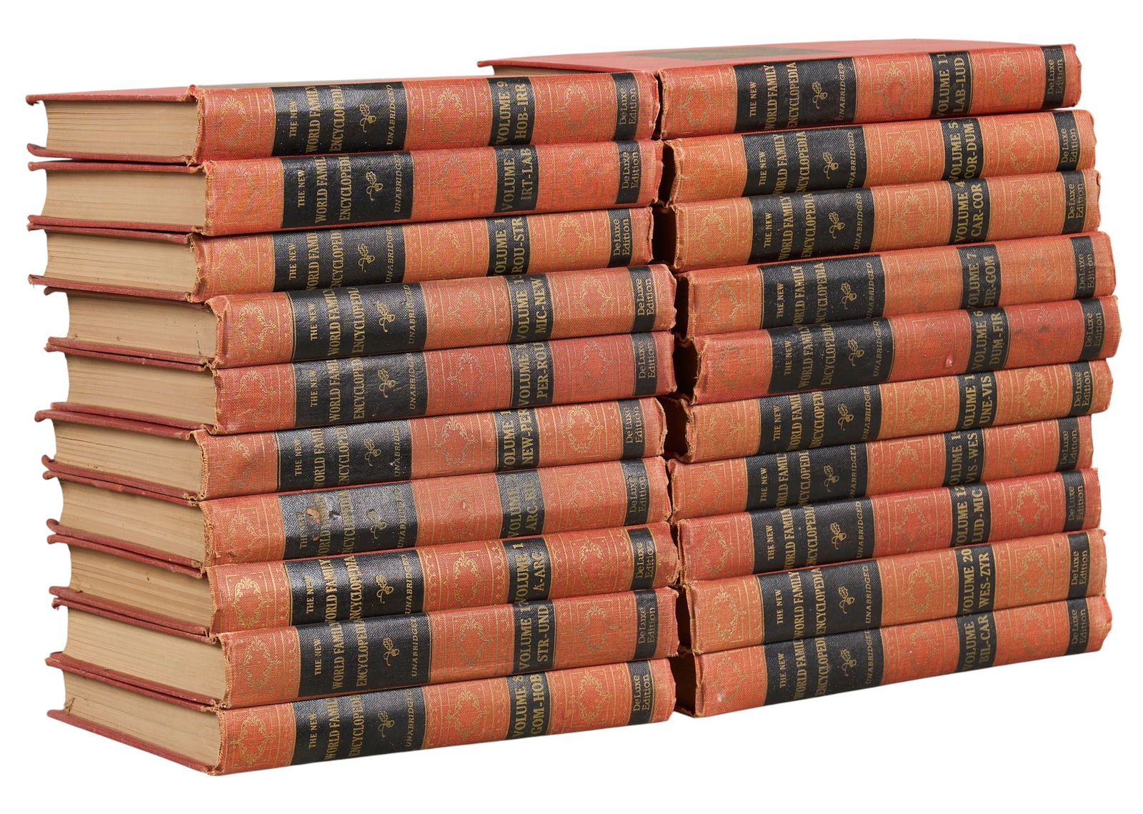 The New World Family Encyclopedia, 20 Volumes: 20 Volume set of The New World Family Encyclopediaheight 9 in. x width 6 in. x depth 1 in. / each volume Provenance: Property from a home in Azle, Texas