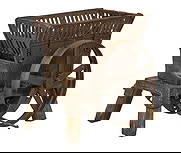 Antique Cast Iron Press: Antique press featuring a cast iron and wood construction, with hopper-style top and a large wheel height 26 in. x width 30 in. x depth 29 in.