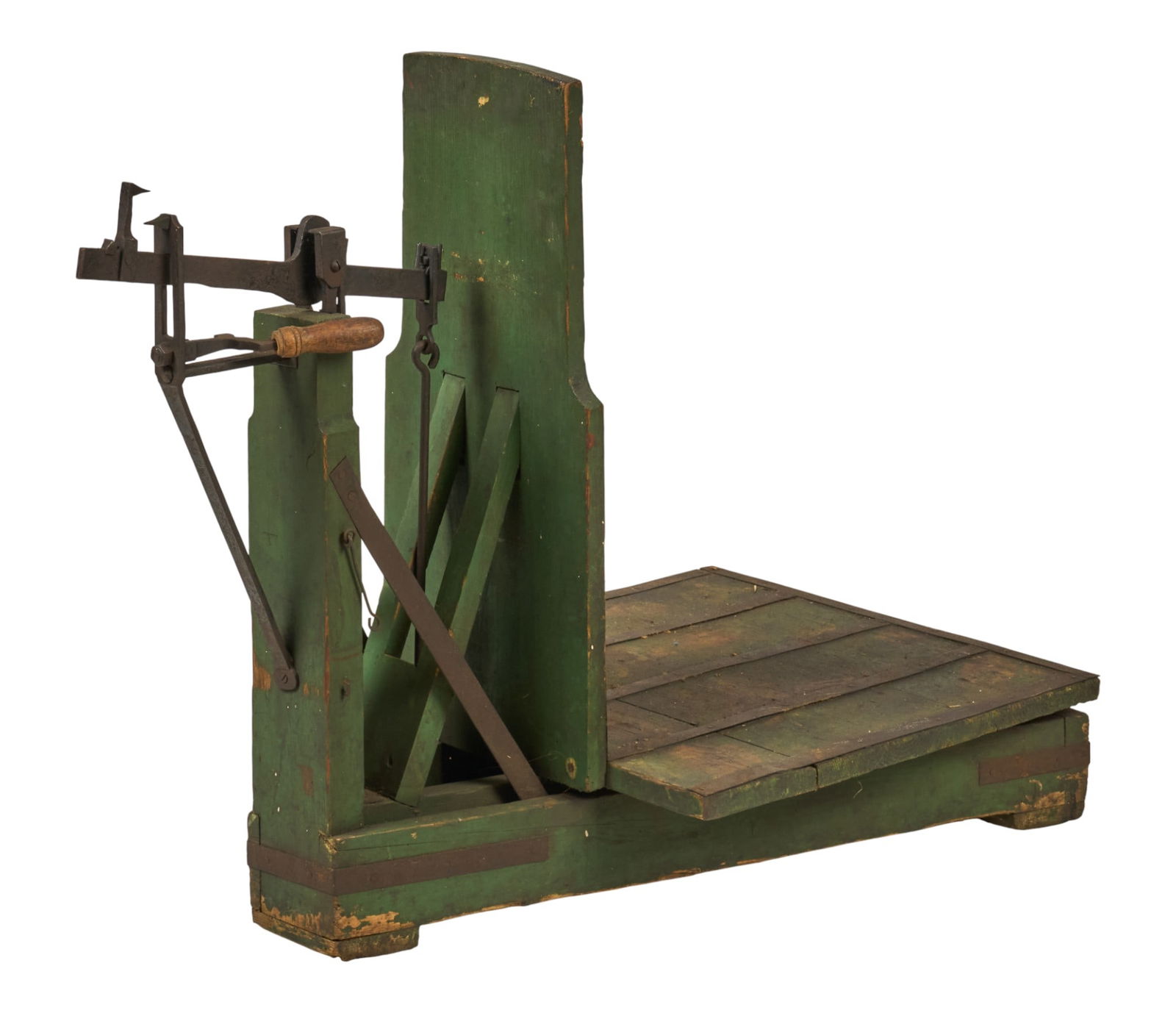 Rustic Farmhouse Scale: Rustic farmhouse scale, with green paint finishheight 33 in. x wdith 23 in. x depth 48 in. 