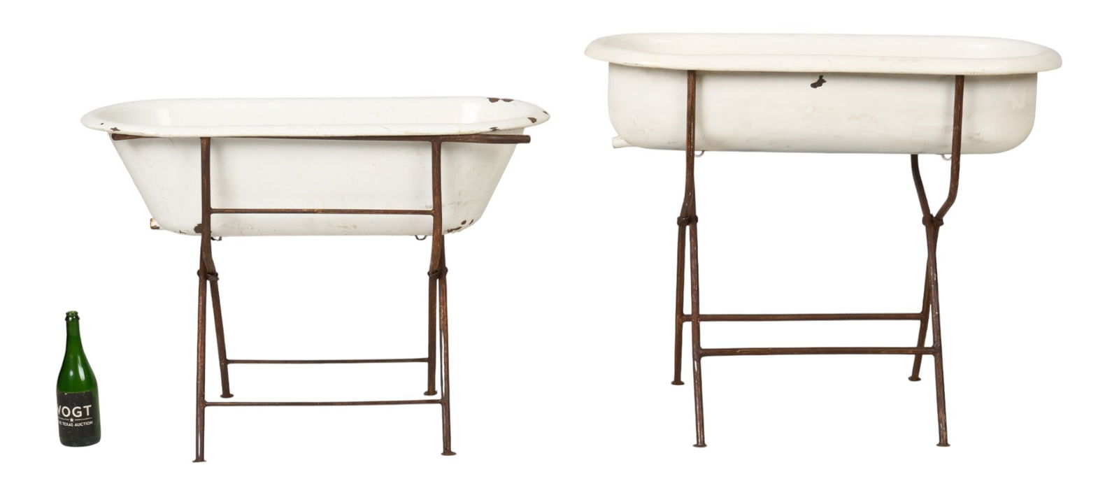 (2) Enamel Tubs on Stands - 2