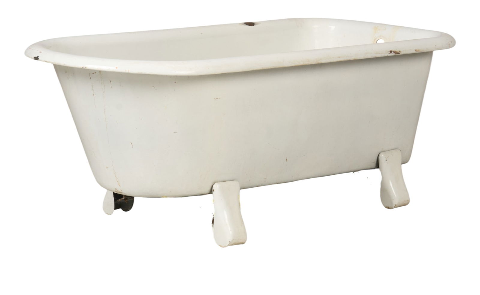 Enameled Tub: Enameled was tub with four feetheight 24 in. x width 67 in. x depth 30 in. 